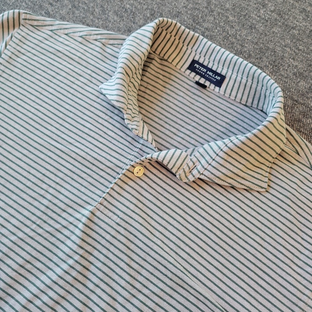 Peter Millar Crown Crafted Polo Shirt Mens XL Striped Golf Performance Stretch